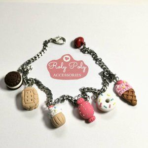 Dessert Ice Cream Cookie Doughnut Candy Cupcake Bracelet Polymer Clay